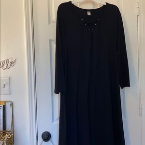 Black lace up swing dress